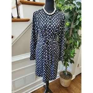 Merona Women's Black Polyester Henleyneck Long Sleeve Casual Knee Length Dress M